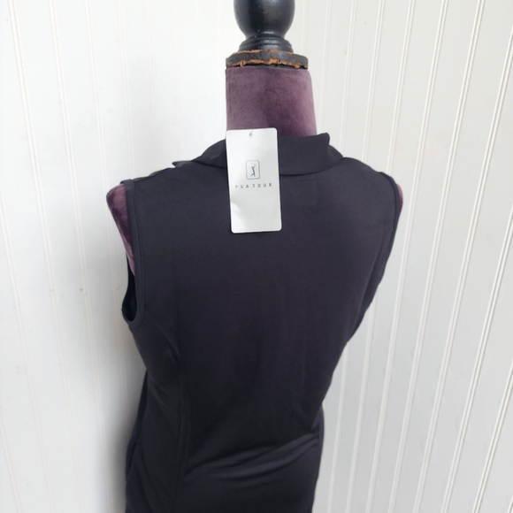 NWT $68 PGA Tour Airflux Golf Dress Black Athletic V-Neck Collared UPF 50 Sz M - Picture 8 of 16